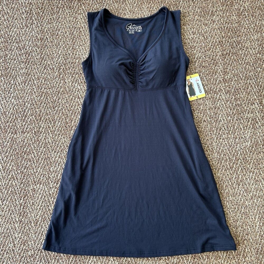 Gerry Black Sundress Sleeveless V-Neck Active Summer Athletic Dress Small NWT